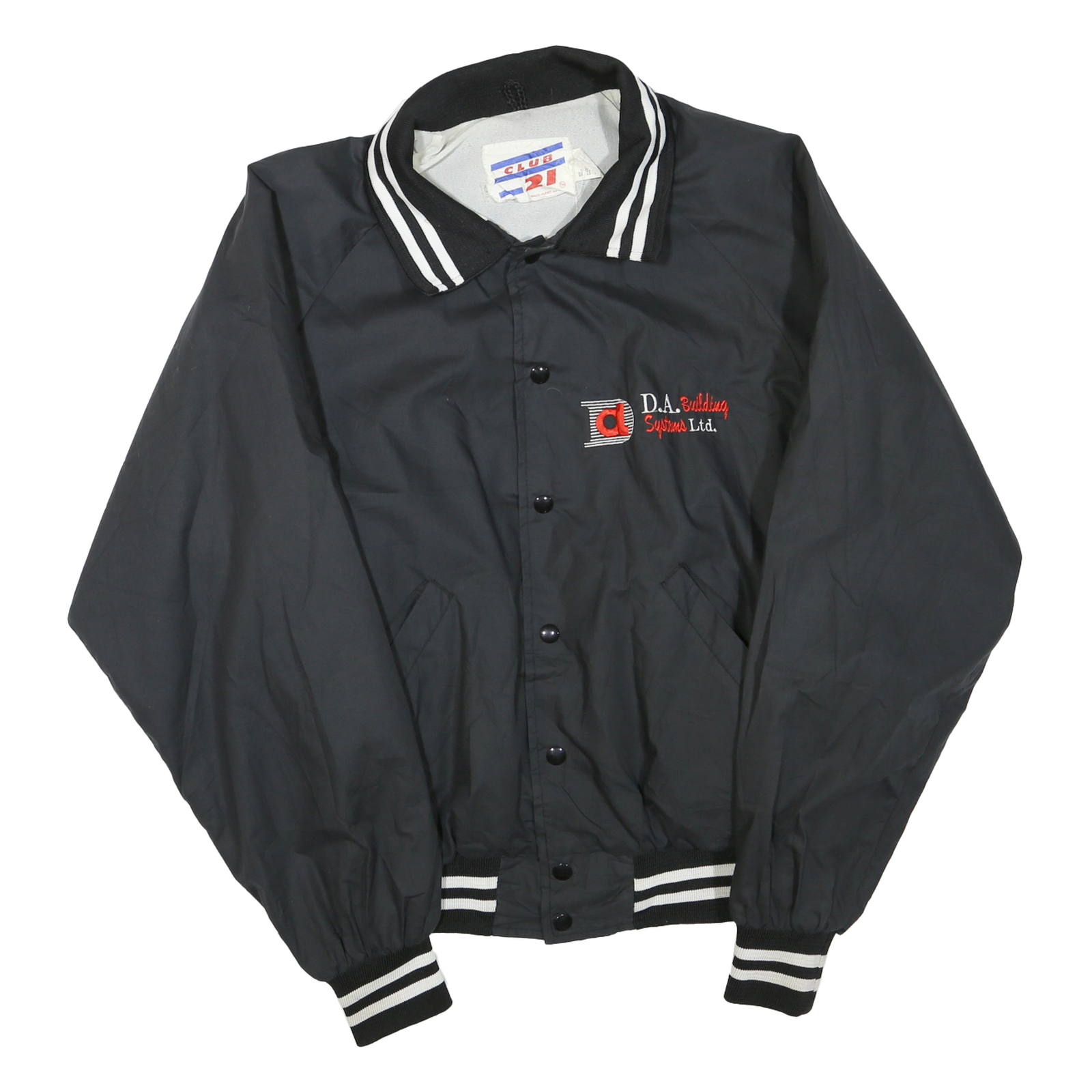 CLUB 21 Mens Black Button Jacket XL Polyester Blend Plain Classic Fit Collar