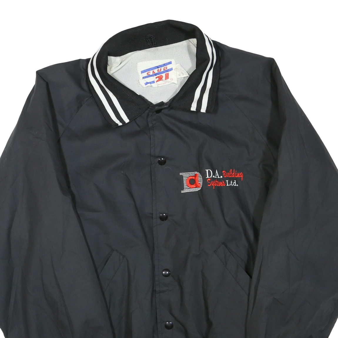 CLUB 21 Mens Black Button Jacket XL Polyester Blend Plain Classic Fit Collar