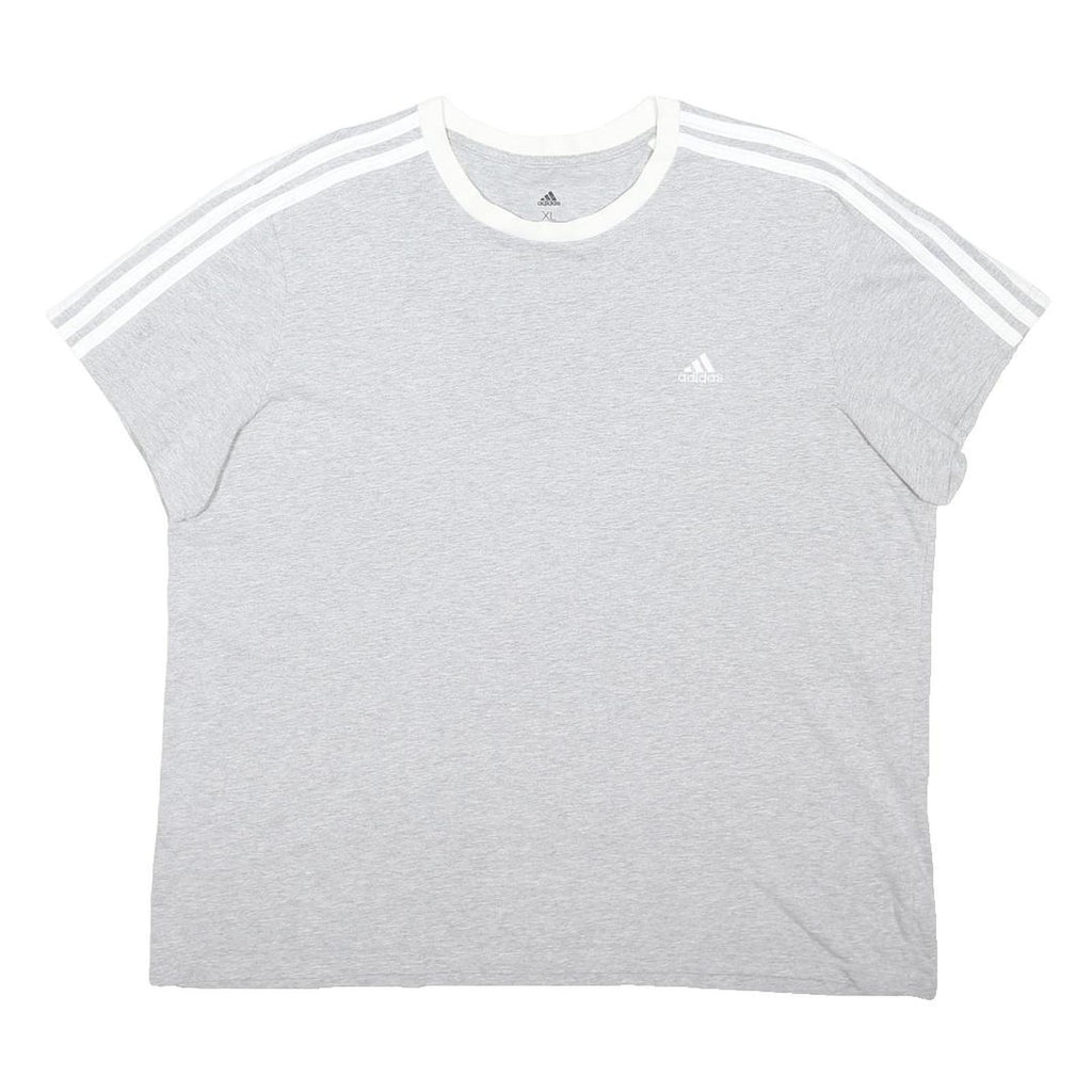 ADIDAS ORIGINALS Womens Grey & White Classic T-Shirt UK 22 Short Sleeve Crew
