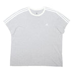 ADIDAS ORIGINALS Womens Grey & White Classic T-Shirt UK 22 Short Sleeve Crew