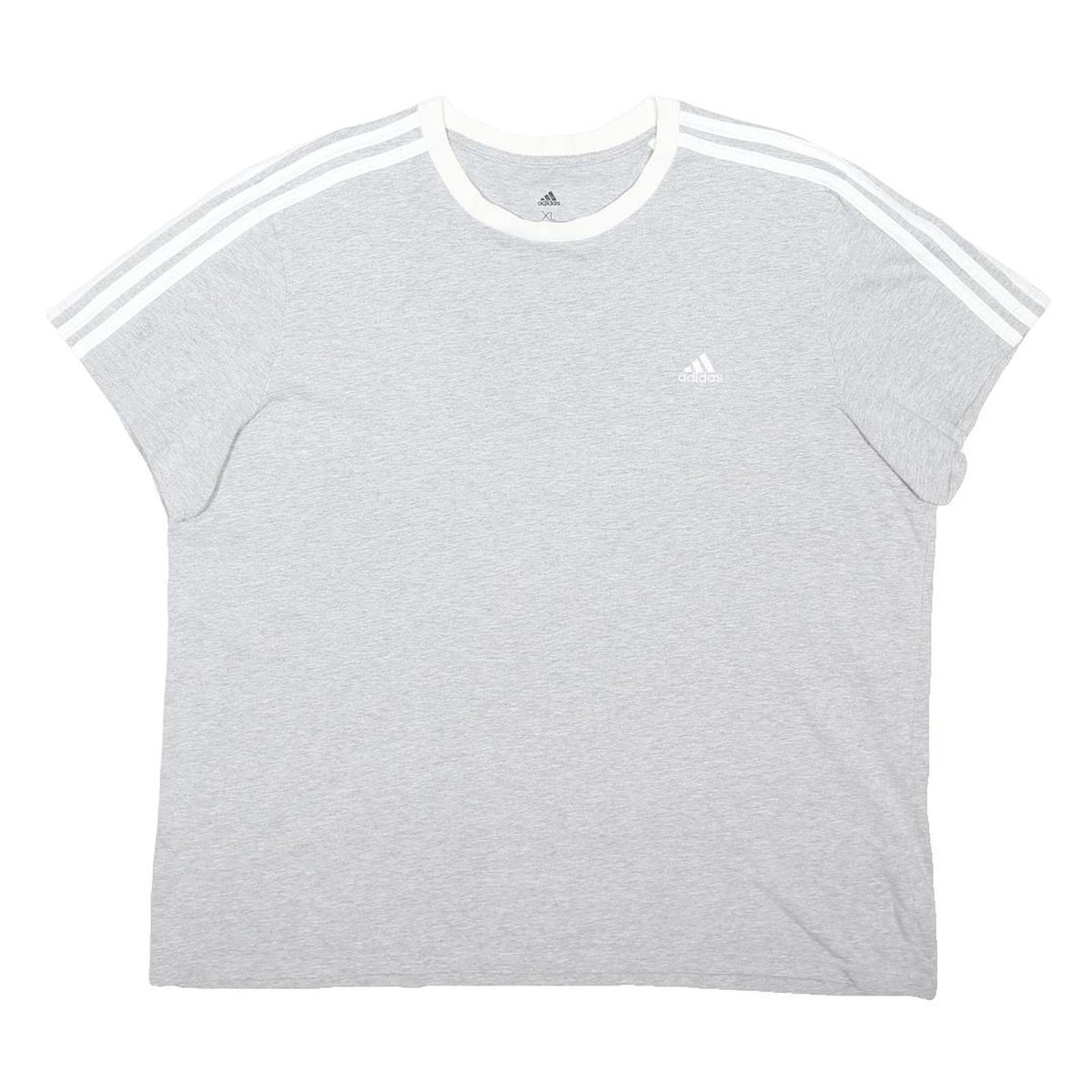 ADIDAS ORIGINALS Womens Grey & White Classic T-Shirt UK 22 Short Sleeve Crew