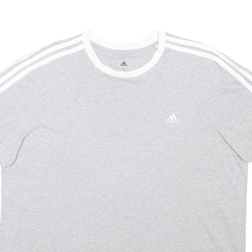 ADIDAS ORIGINALS Womens Grey & White Classic T-Shirt UK 22 Short Sleeve Crew