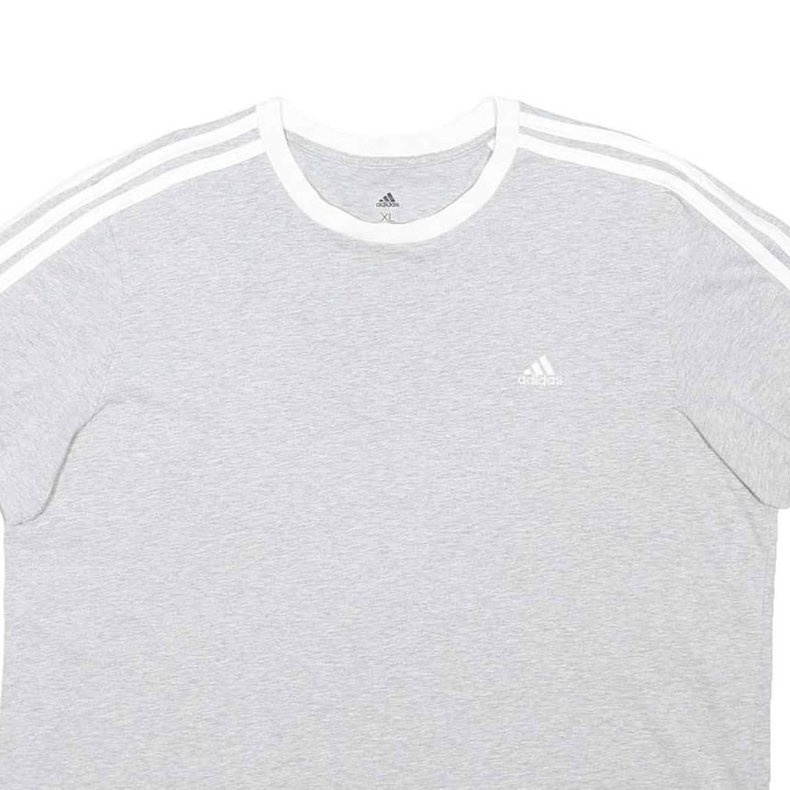 ADIDAS ORIGINALS Womens Grey & White Classic T-Shirt UK 22 Short Sleeve Crew
