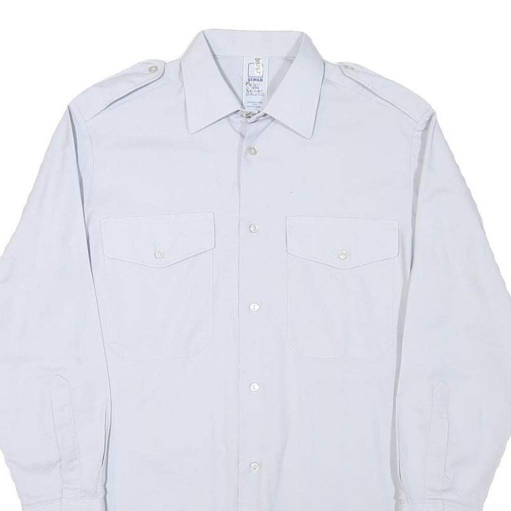 SCHILD Mens White Cotton Blend Shirt S Classic Long Sleeve Button Shirt