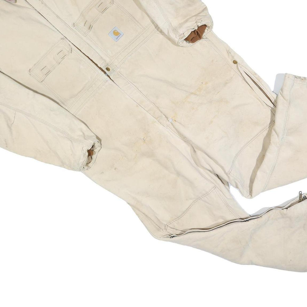 CARHARTT Mens Beige Workwear Cotton Blend Dungarees XL W48 L28 Heavy Duty