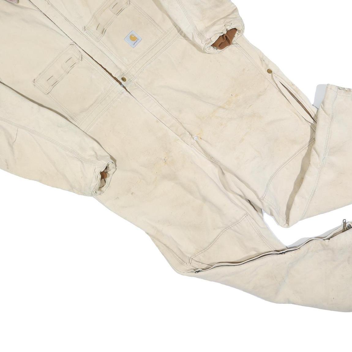 CARHARTT Mens Beige Workwear Cotton Blend Dungarees XL W48 L28 Heavy Duty