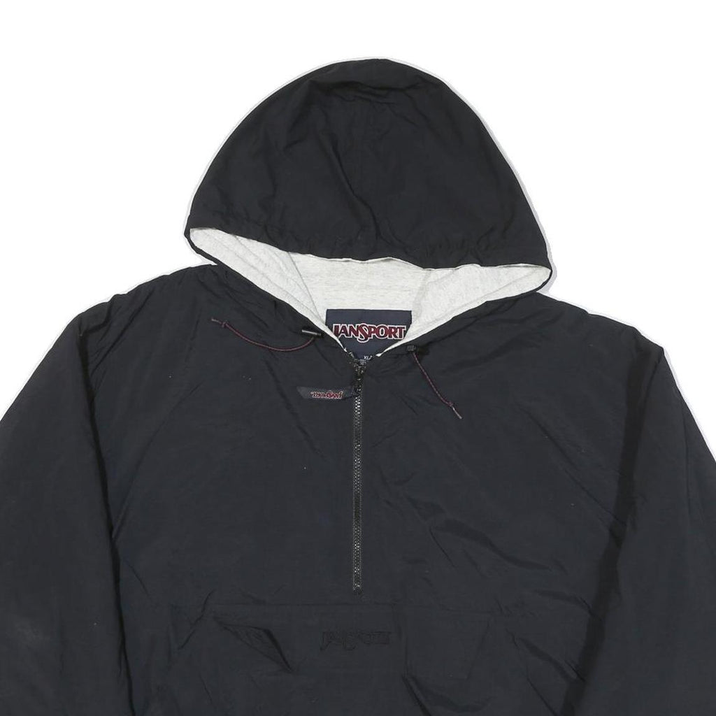 JANSPORT Mens Black Hoodie Jacket XL Polyester Blend Plain Zip Pocket