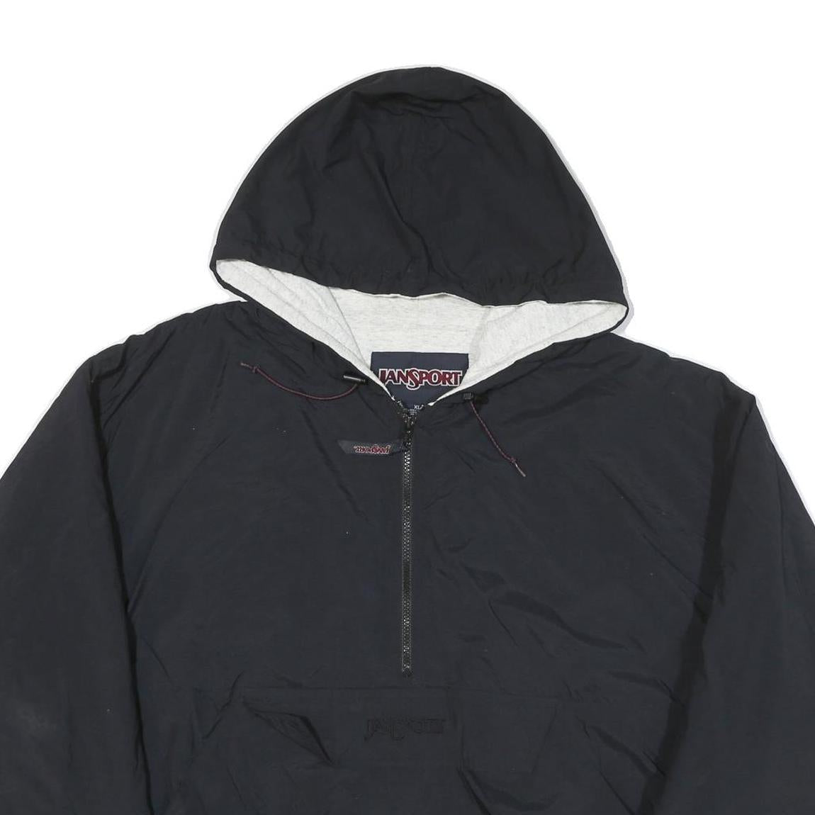 JANSPORT Mens Black Hoodie Jacket XL Polyester Blend Plain Zip Pocket