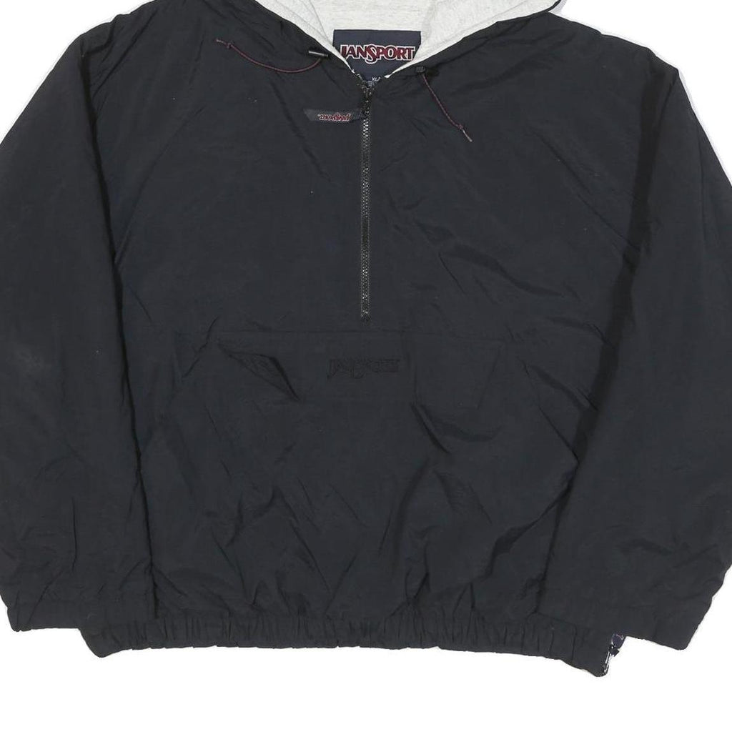 JANSPORT Mens Black Hoodie Jacket XL Polyester Blend Plain Zip Pocket