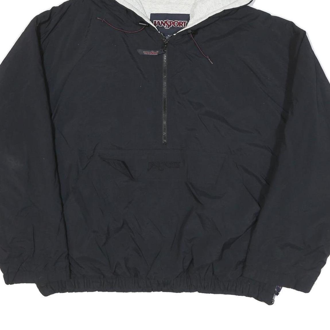 JANSPORT Mens Black Hoodie Jacket XL Polyester Blend Plain Zip Pocket