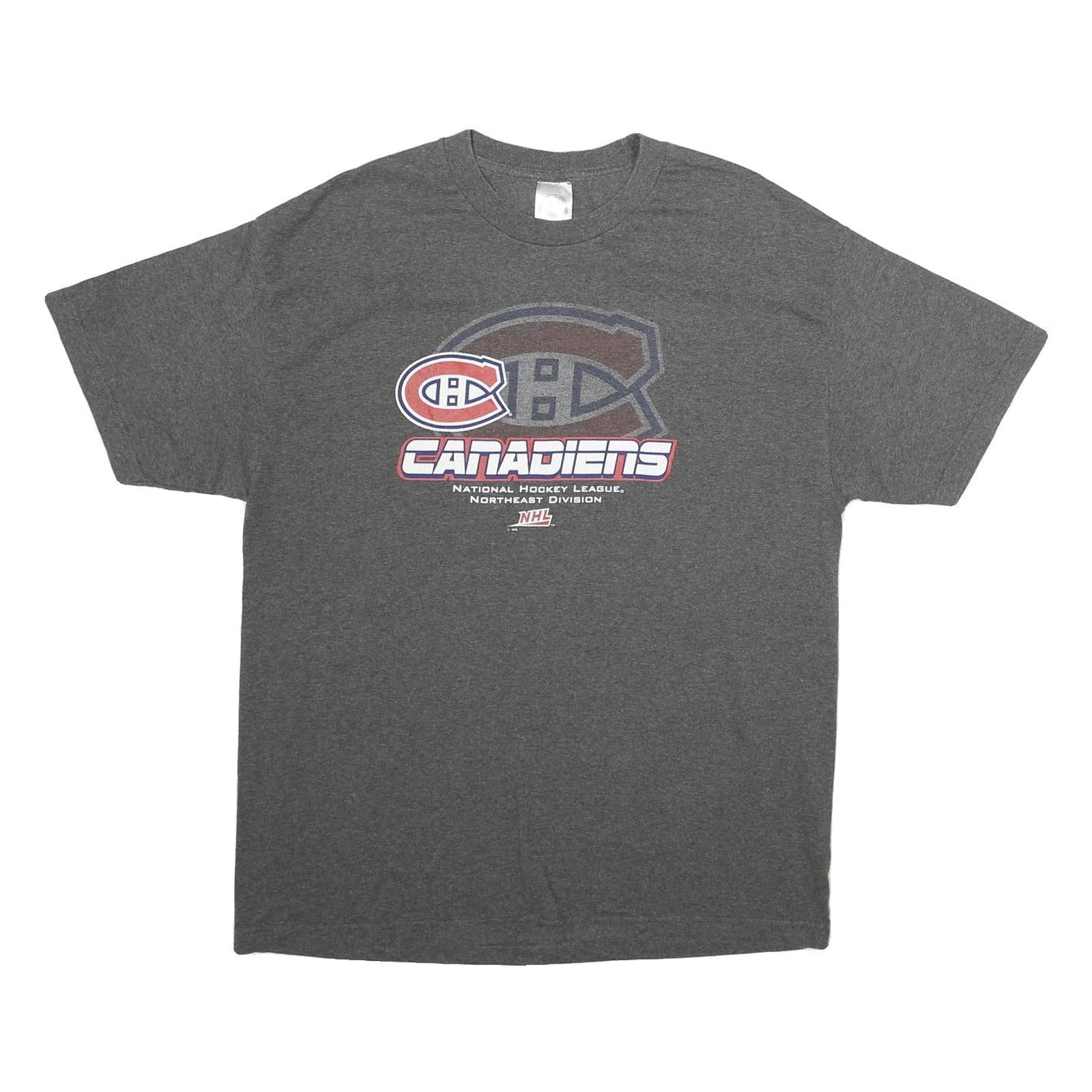 NHL Mens Grey Canadiens Graphic T-Shirt XL Short Sleeve Crew Neck Cotton