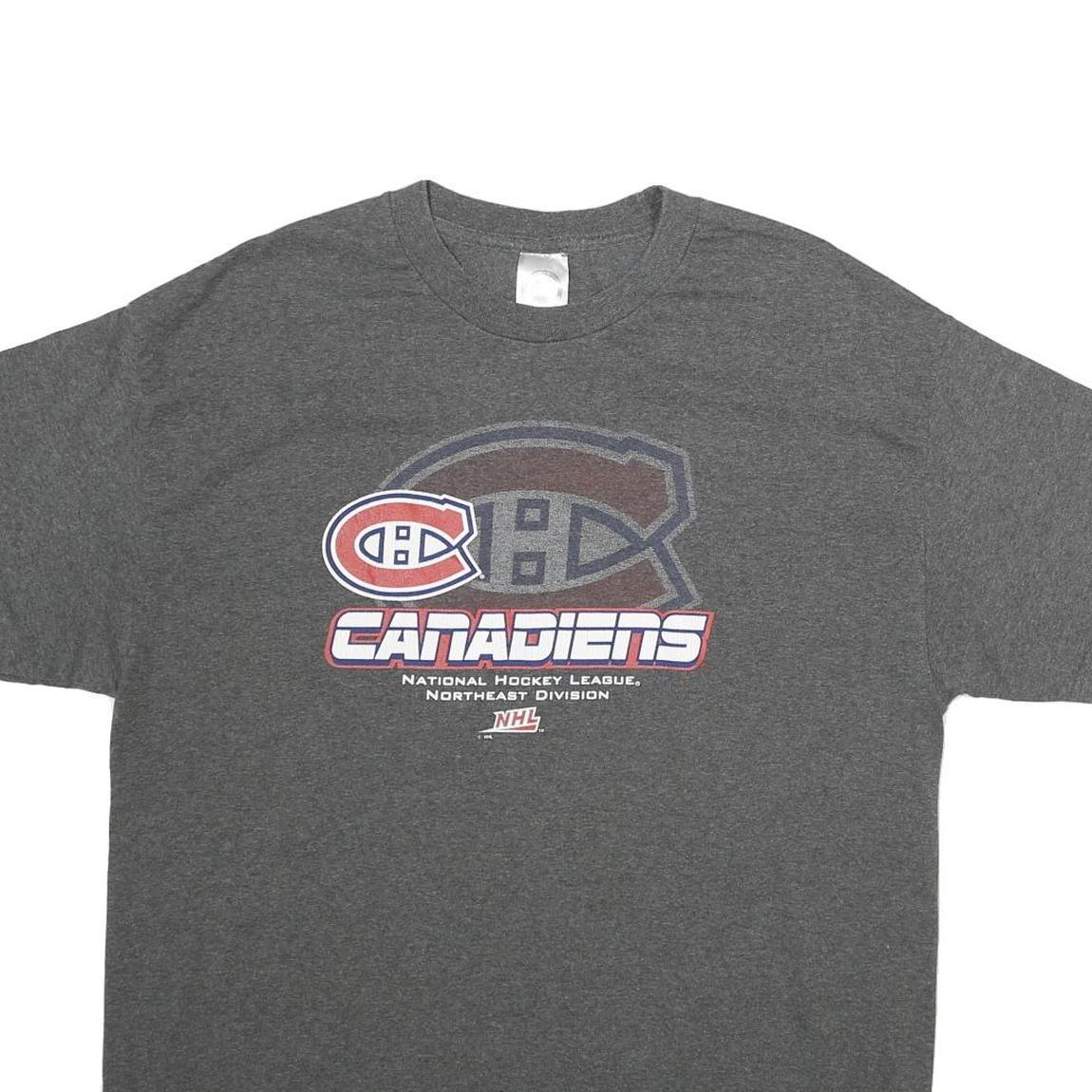 NHL Mens Grey Canadiens Graphic T-Shirt XL Short Sleeve Crew Neck Cotton
