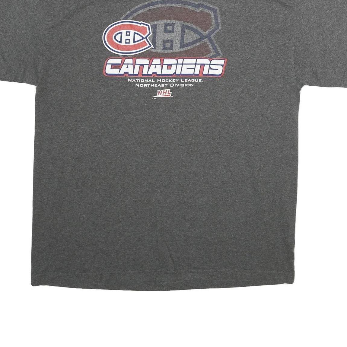 NHL Mens Grey Canadiens Graphic T-Shirt XL Short Sleeve Crew Neck Cotton