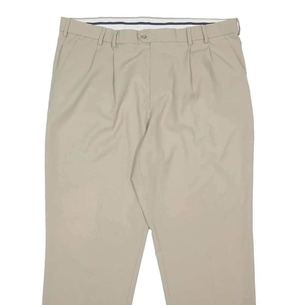 DOCKERS Mens Polyester Beige Relaxed Straight Trousers W40 L32 Classic Comfort