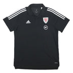 ADIDAS Mens Black Polo Shirt L Cotton Blend Sports Logo Short Sleeve Basic