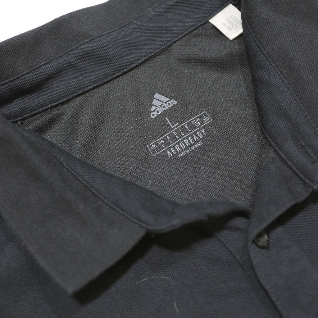 ADIDAS Mens Black Polo Shirt L Cotton Blend Sports Logo Short Sleeve Basic