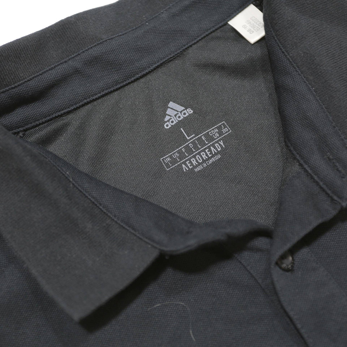 ADIDAS Mens Black Polo Shirt L Cotton Blend Sports Logo Short Sleeve Basic