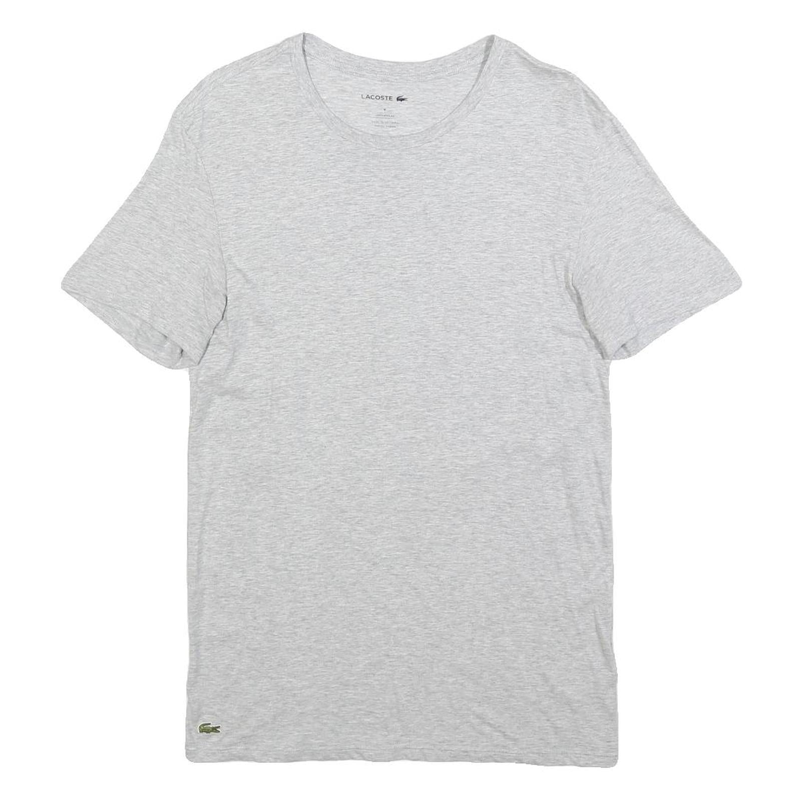 LACOSTE Mens Grey Crew Neck Short Sleeve T-Shirt M Cotton Casual Essential