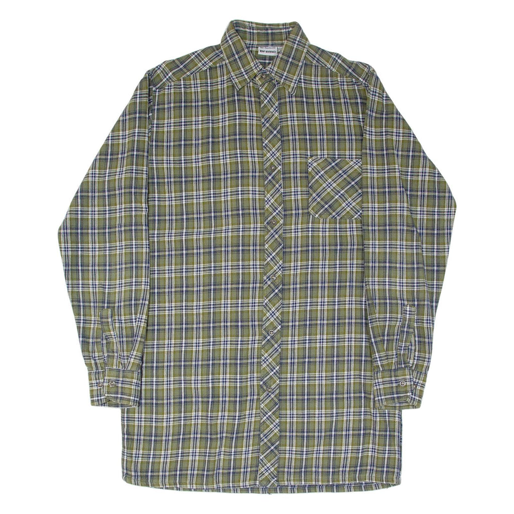 BREMO Long Mens Lumberjack Shirt Green Check Long Sleeve M