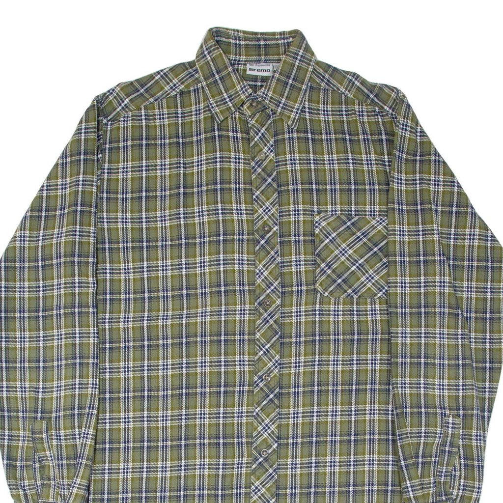 BREMO Long Mens Lumberjack Shirt Green Check Long Sleeve M