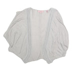 TED BAKER Womens White Cropped Top Short Sleeve Open Front S Cotton Blend