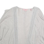 TED BAKER Womens White Cropped Top Short Sleeve Open Front S Cotton Blend