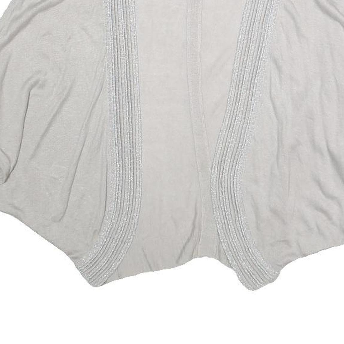 TED BAKER Womens White Cropped Top Short Sleeve Open Front S Cotton Blend