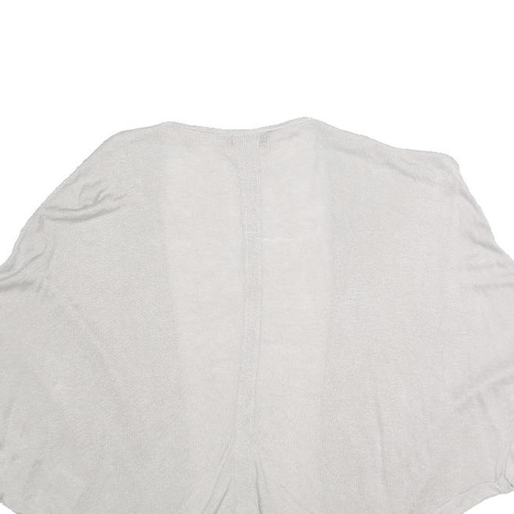 TED BAKER Womens White Cropped Top Short Sleeve Open Front S Cotton Blend