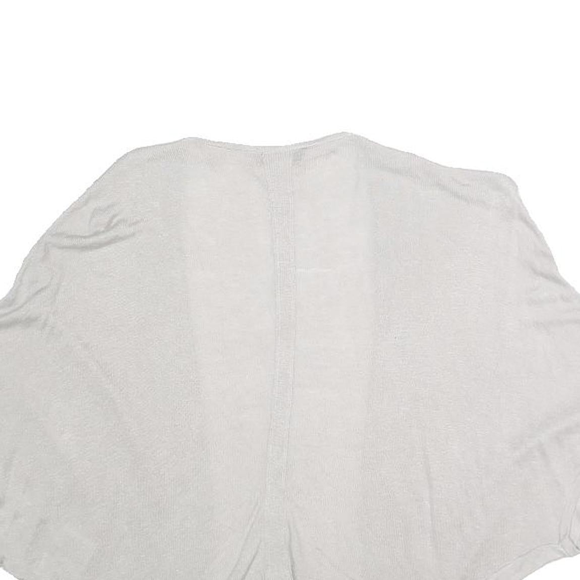 TED BAKER Womens White Cropped Top Short Sleeve Open Front S Cotton Blend