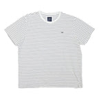 CREW CLOTHING Mens White & Black Striped T-Shirt XL Short Sleeve Crew Neck