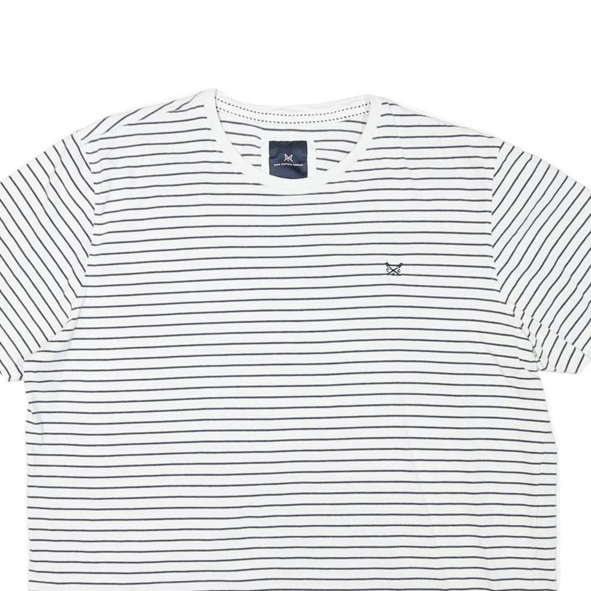 CREW CLOTHING Mens White & Black Striped T-Shirt XL Short Sleeve Crew Neck