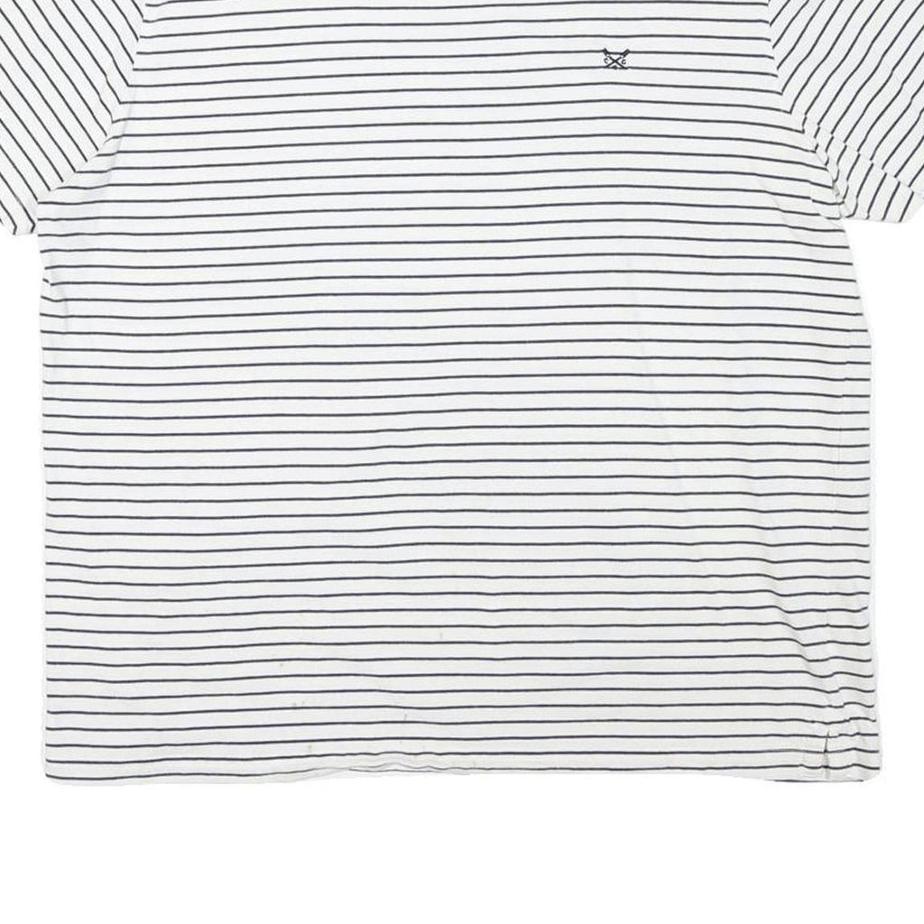 CREW CLOTHING Mens White & Black Striped T-Shirt XL Short Sleeve Crew Neck