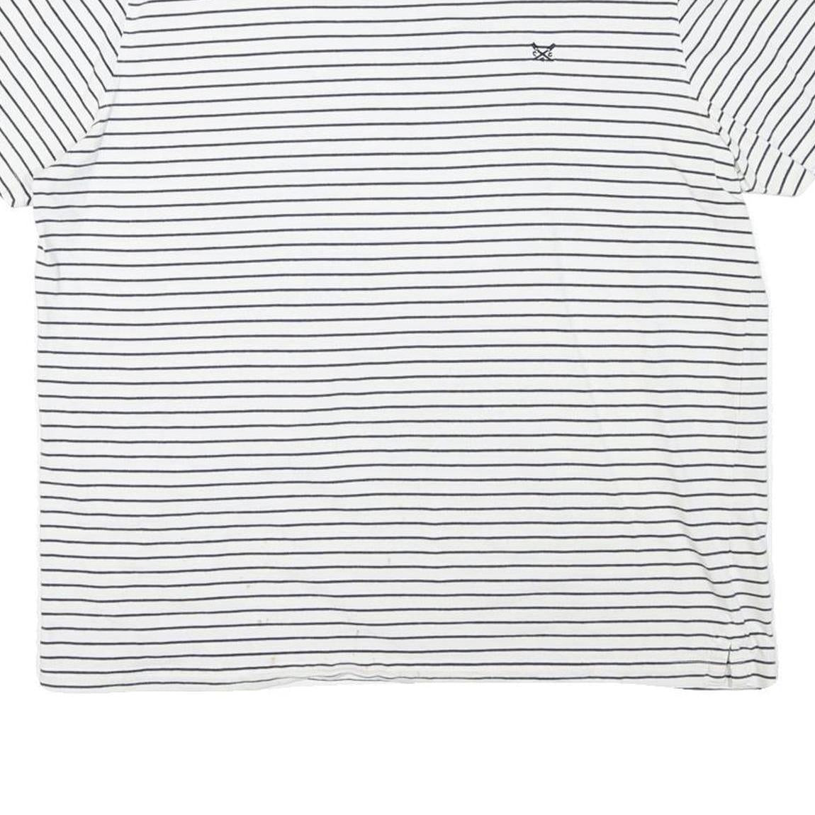 CREW CLOTHING Mens White & Black Striped T-Shirt XL Short Sleeve Crew Neck