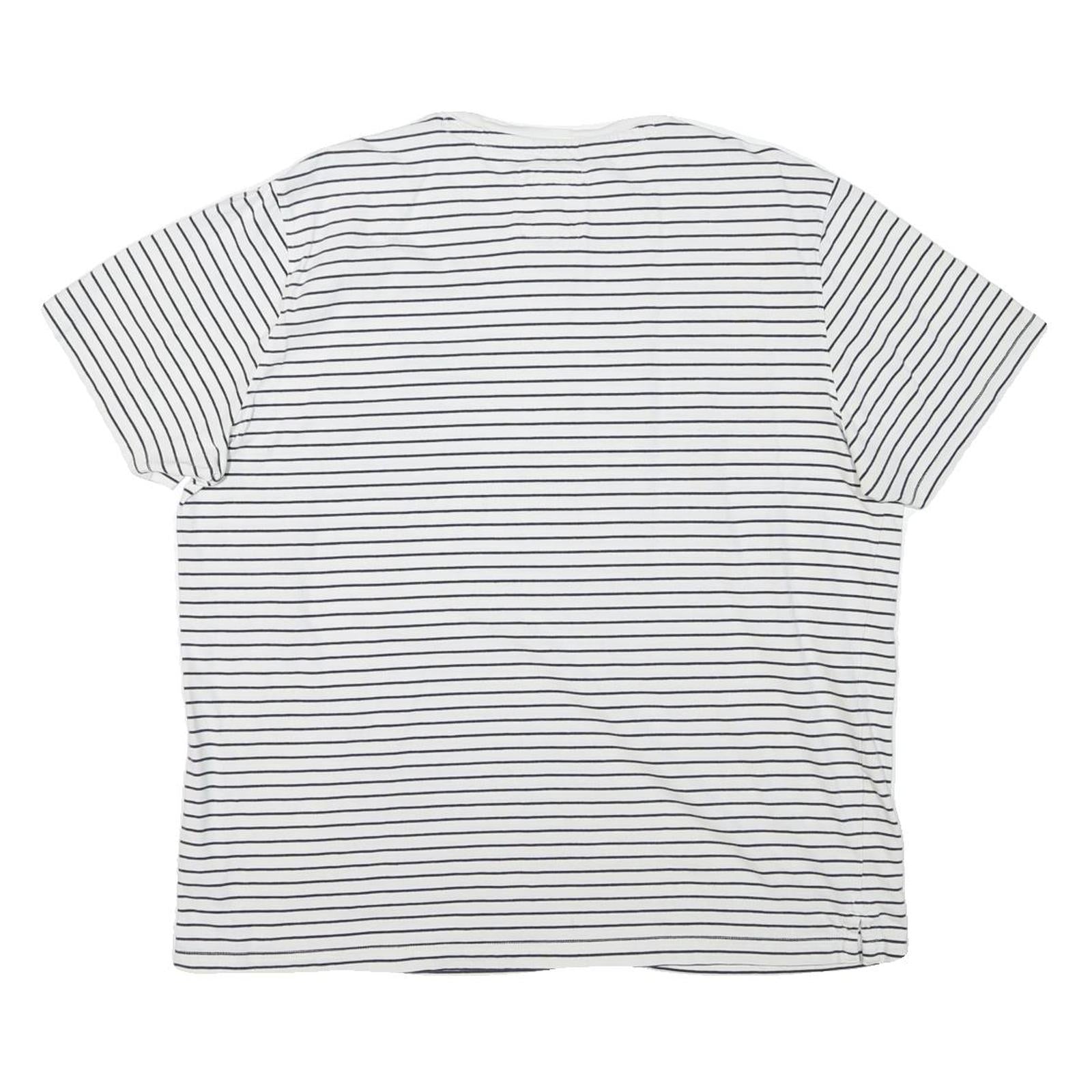 CREW CLOTHING Mens White & Black Striped T-Shirt XL Short Sleeve Crew Neck