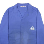 FISCHER PECHEUR Mens Blue Cotton Blend Button Jacket L Workwear Logo Patch