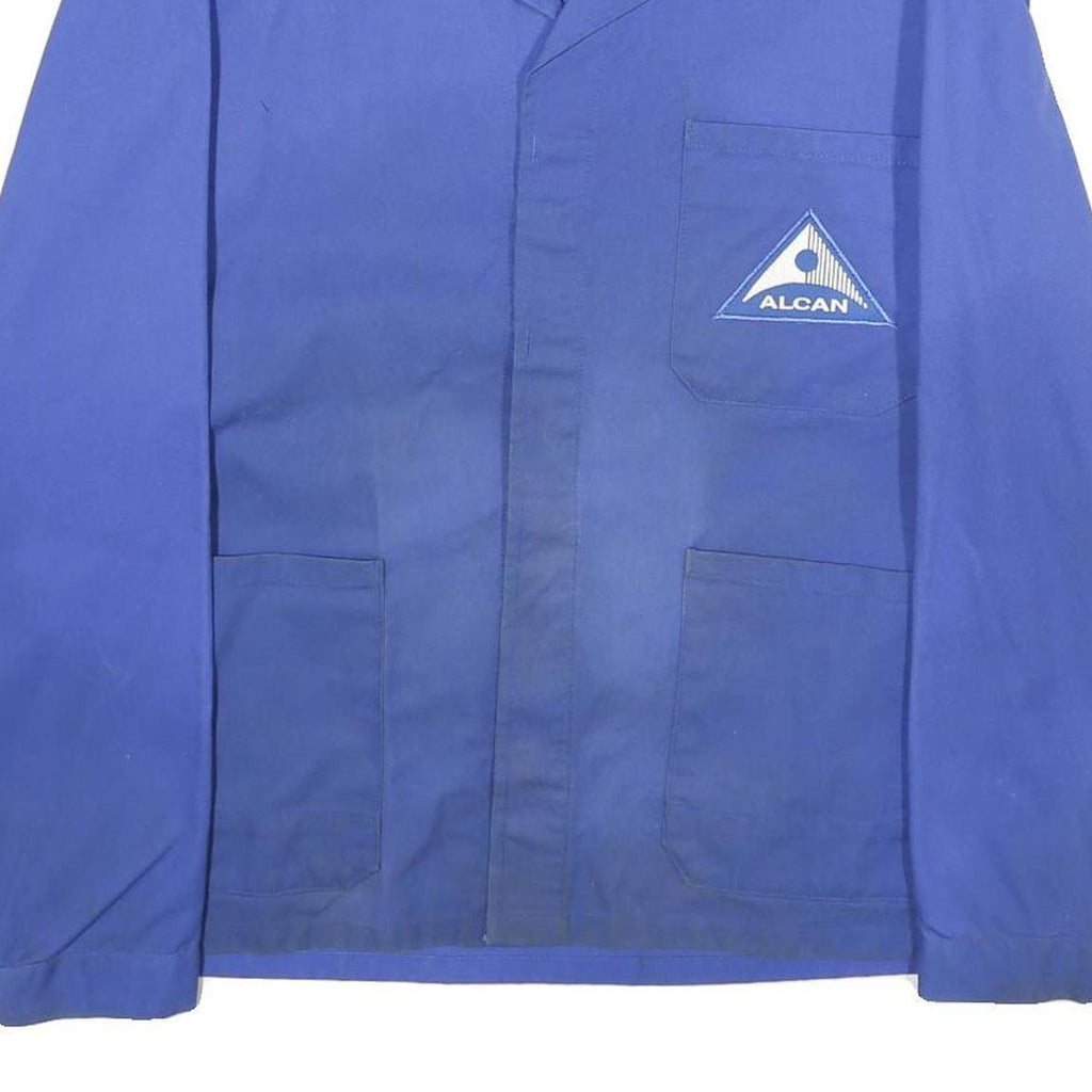 FISCHER PECHEUR Mens Blue Cotton Blend Button Jacket L Workwear Logo Patch