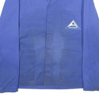 FISCHER PECHEUR Mens Blue Cotton Blend Button Jacket L Workwear Logo Patch