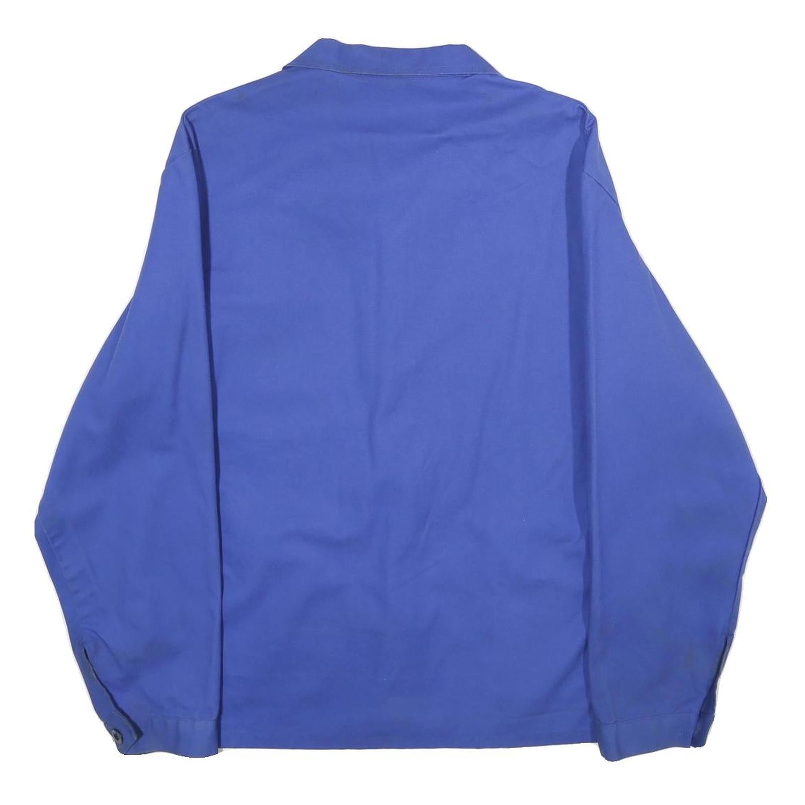 FISCHER PECHEUR Mens Blue Cotton Blend Button Jacket L Workwear Logo Patch