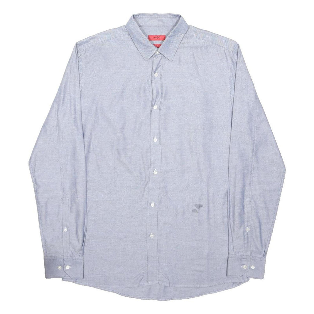 HUGO BOSS Mens Blue Shirt M Cotton Formal Long Sleeve Classic