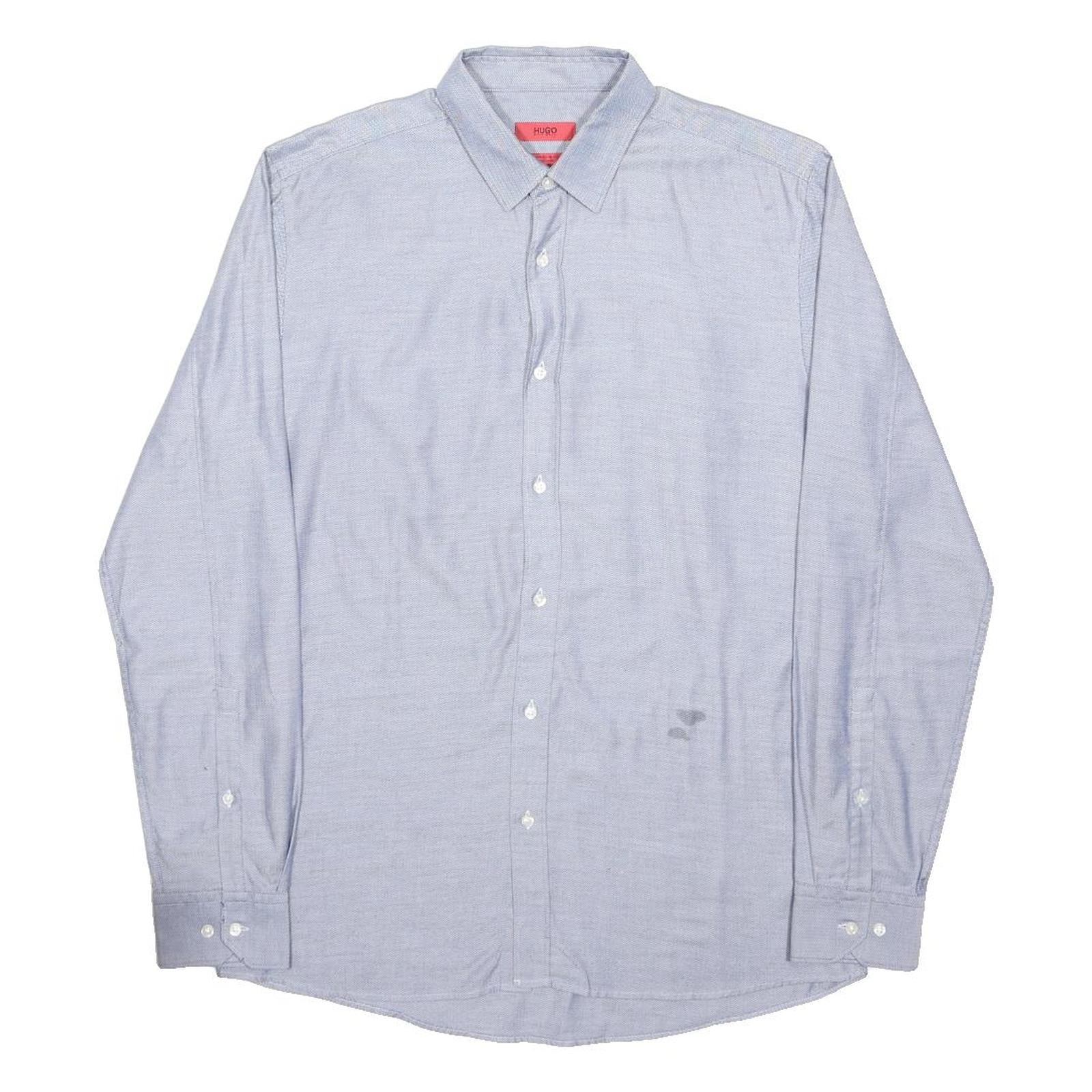 HUGO BOSS Mens Blue Shirt M Cotton Formal Long Sleeve Classic
