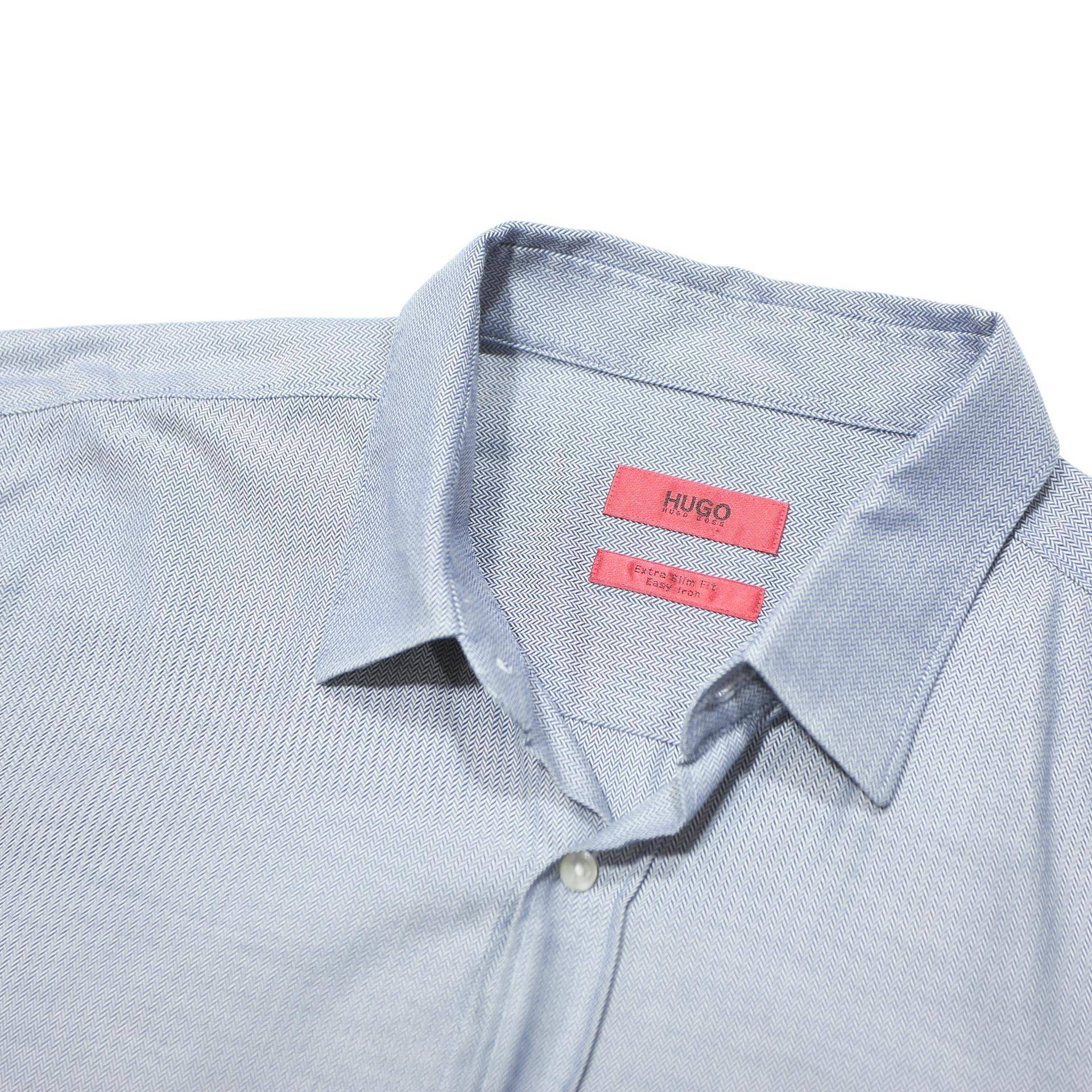 HUGO BOSS Mens Blue Shirt M Cotton Formal Long Sleeve Classic