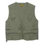 STUCKIAG THUN Mens Green Cotton Blend Zip Jacket M Utility Multi Pocket Vest