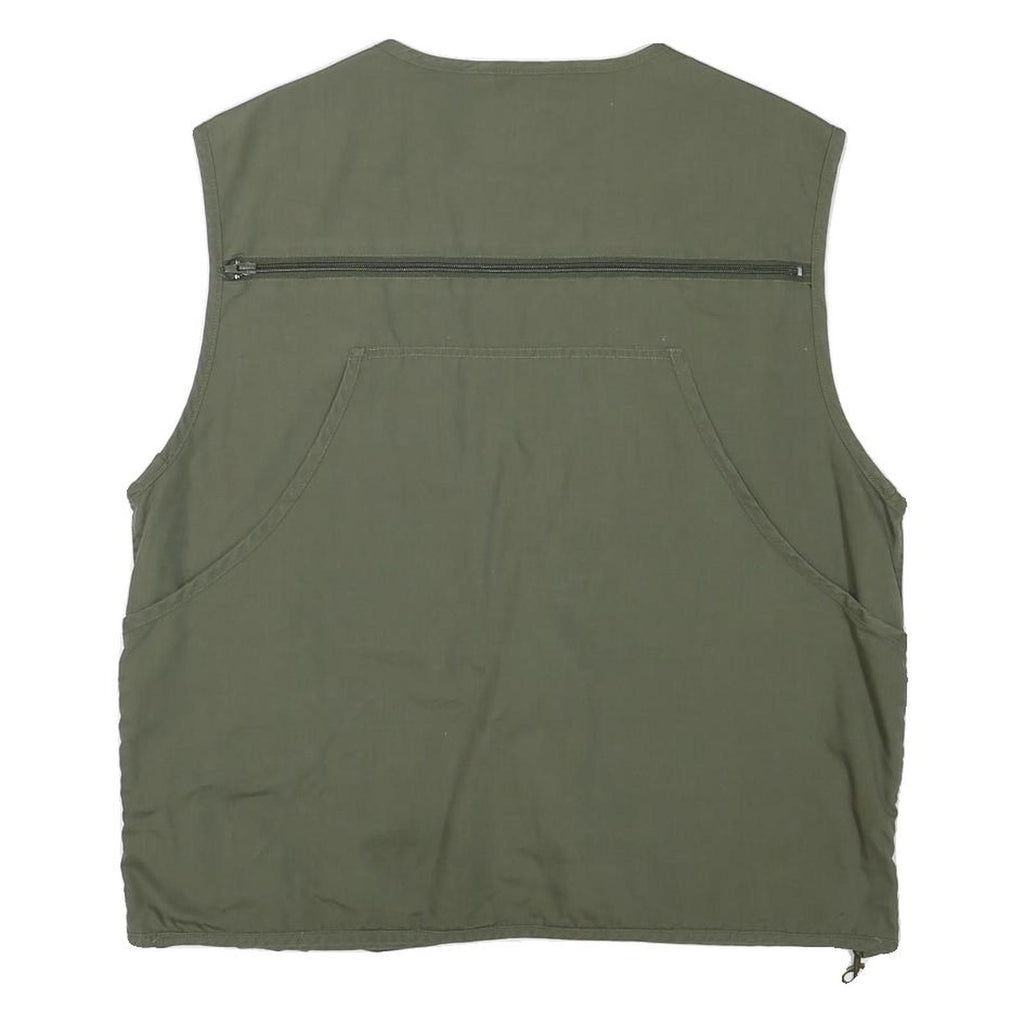 STUCKIAG THUN Mens Green Cotton Blend Zip Jacket M Utility Multi Pocket Vest