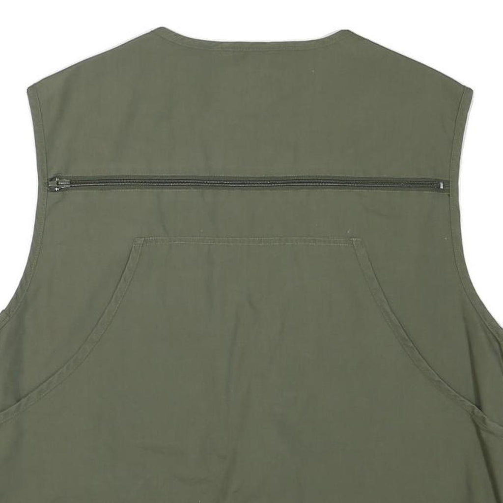 STUCKIAG THUN Mens Green Cotton Blend Zip Jacket M Utility Multi Pocket Vest