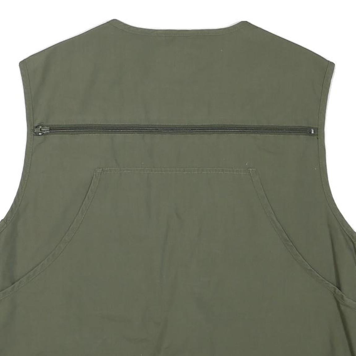 STUCKIAG THUN Mens Green Cotton Blend Zip Jacket M Utility Multi Pocket Vest