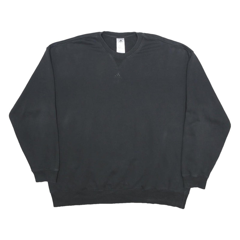ADIDAS Womens Black Cotton Blend Crew Neck 2XL Sweatshirt Casual Pullover