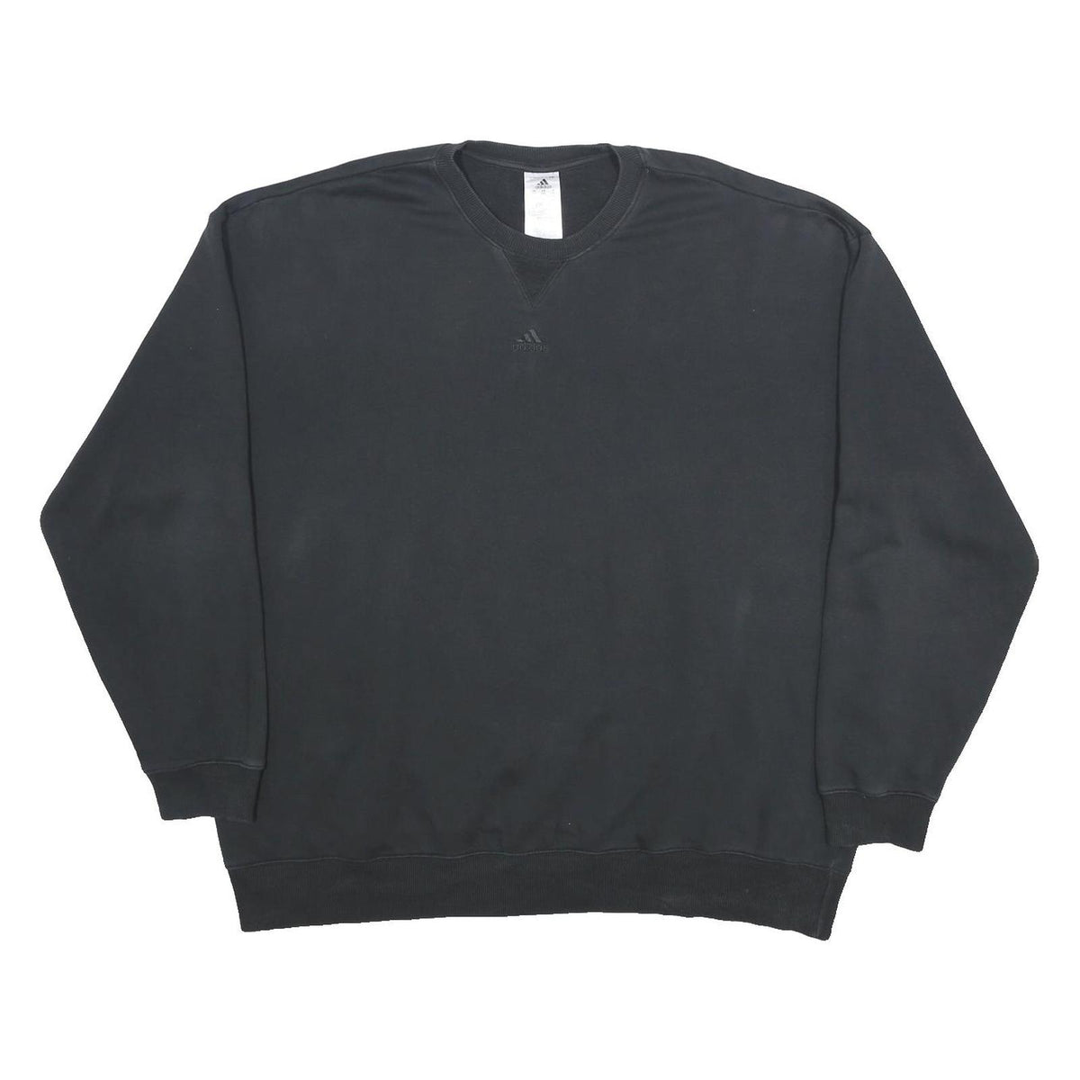 ADIDAS Womens Black Cotton Blend Crew Neck 2XL Sweatshirt Casual Pullover
