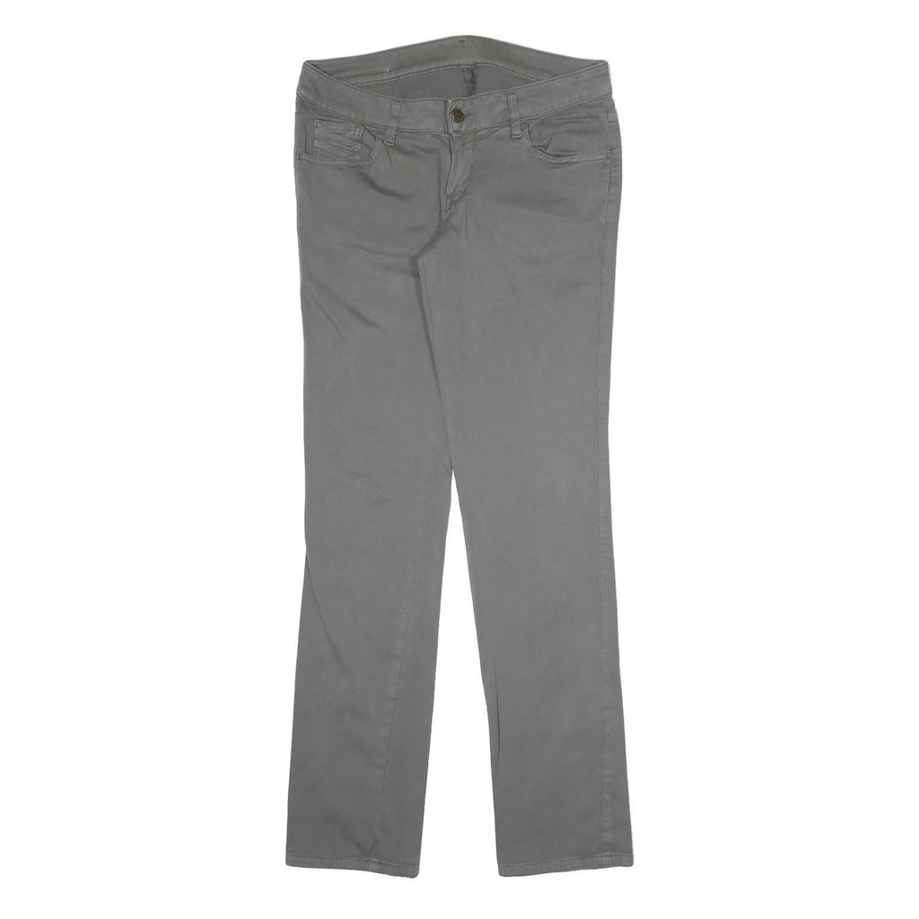 DIESEL Womens Cotton Blend Grey Slim Straight Trousers W28 L30 Stylish Comfort