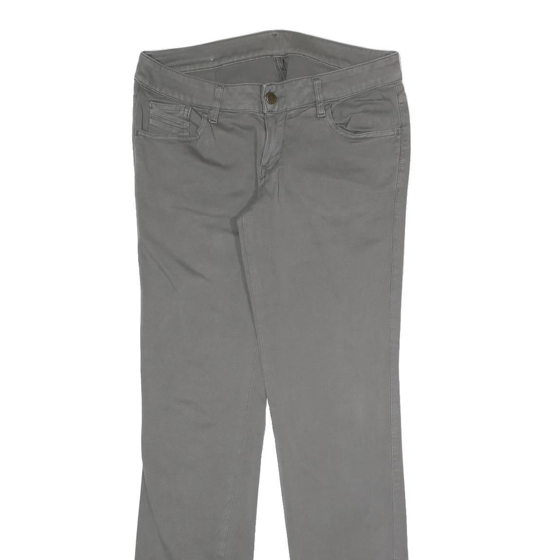 DIESEL Womens Cotton Blend Grey Slim Straight Trousers W28 L30 Stylish Comfort