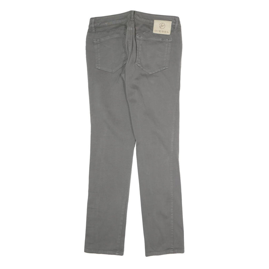 DIESEL Womens Cotton Blend Grey Slim Straight Trousers W28 L30 Stylish Comfort